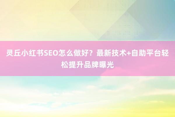 灵丘小红书SEO怎么做好？最新技术+自助平台轻松提升品牌曝光