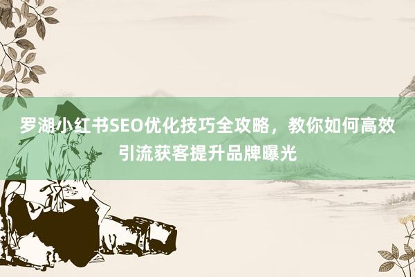 罗湖小红书SEO优化技巧全攻略，教你如何高效引流获客提升品牌曝光