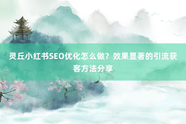 灵丘小红书SEO优化怎么做？效果显著的引流获客方法分享