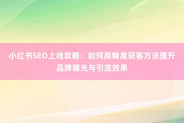 小红书SEO上线攻略：如何用精准获客方法提升品牌曝光与引流效果