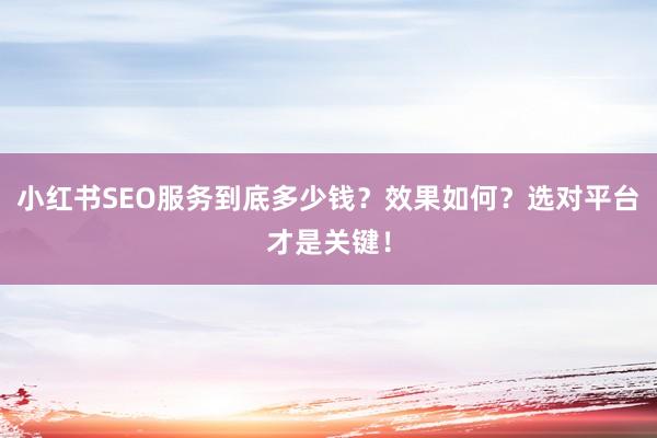 小红书SEO服务到底多少钱？效果如何？选对平台才是关键！