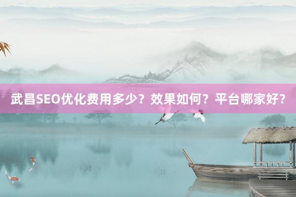 武昌SEO优化费用多少？效果如何？平台哪家好？