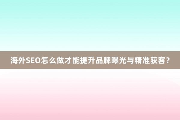 海外SEO怎么做才能提升品牌曝光与精准获客？