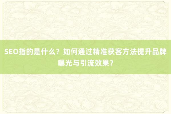 SEO指的是什么？如何通过精准获客方法提升品牌曝光与引流效果？