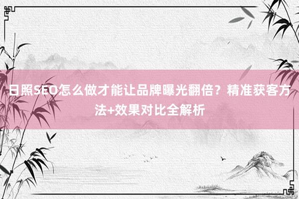 日照SEO怎么做才能让品牌曝光翻倍？精准获客方法+效果对比全解析