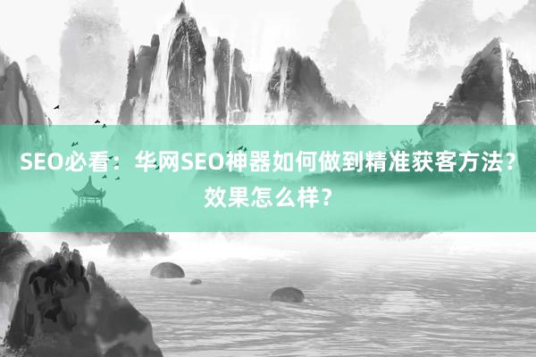 SEO必看：华网SEO神器如何做到精准获客方法？效果怎么样？