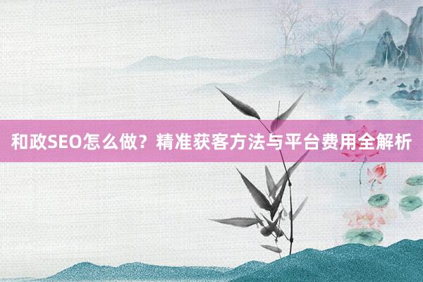 和政SEO怎么做？精准获客方法与平台费用全解析