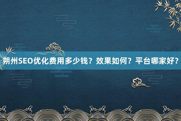 朔州SEO优化费用多少钱？效果如何？平台哪家好？
